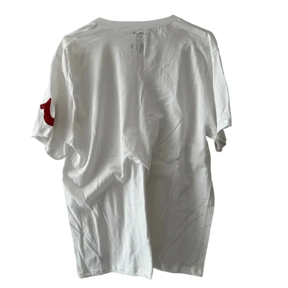 True Religion New Large V Neck White Cotton T Shirt Short Sleeves